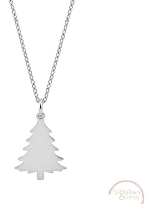 Bigakan Çam Ağacı Taşsız Model 925 Ayar Gümüş Kadın Kolye