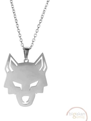 Bigakan Kurt Bozkurt Türk Sembolü Ulu Kurt Taşsız Model 925 Ayar Gümüş Kadın Kolye