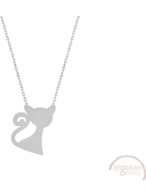 Bigakan Kedi Mısır Taşsız Model 925 Ayar Gümüş Kadın Kolye