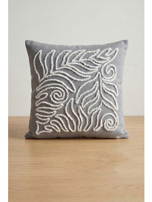 Aryada Kord Nakışlı Kırlent Kılıfı