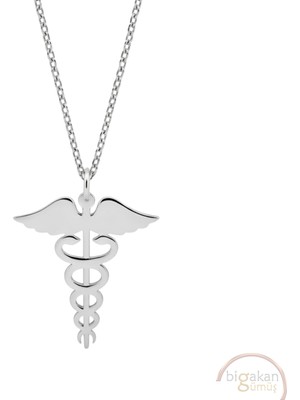 Bigakan Sağlık Amblemi Taşsız Model 925 Ayar Gümüş Kadın Kolye