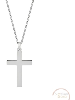 Bigakan Haç Işareti Taşsız Model 925 Ayar Gümüş Kadın Kolye