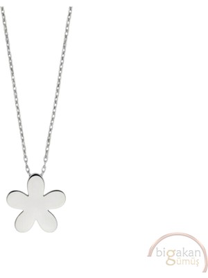 Bigakan Ince Zarif Çiçek Taşsız Model 925 Ayar Gümüş Kadın Kolye