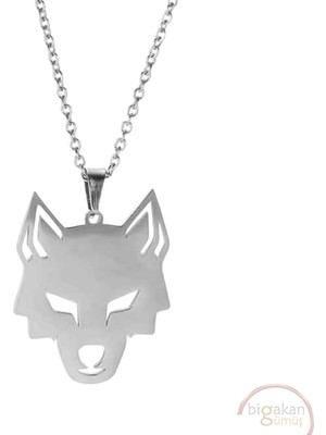Bigakan Kurt Kafası Taşsız Model 925 Ayar Gümüş Kadın Kolye