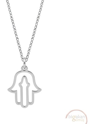 Bigakan Fatma Ananın Eli Taşsız Model 925 Ayar Gümüş Kadın Kolye