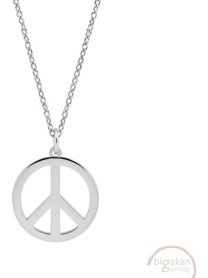 Bigakan Barış Sembolü Taşsız Model 925 Ayar Gümüş Kadın Kolye