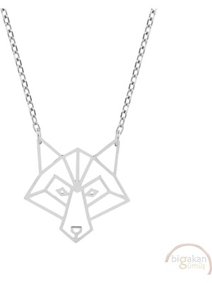 Bigakan Kurt Origami Taşsız Model 925 Ayar Gümüş Kadın Kolye