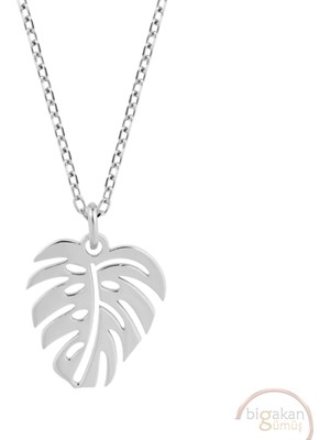 Bigakan Yaprak Ağaç Yaprağı Taşsız Model 925 Ayar Gümüş Kadın Kolye