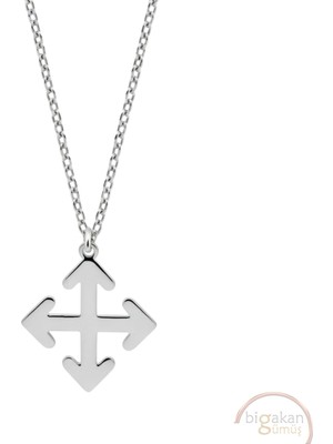 Bigakan Yön Yukarı Aşağı Sol Soğ Işareti Taşsız Model 925 Ayar Gümüş Kadın Kolye
