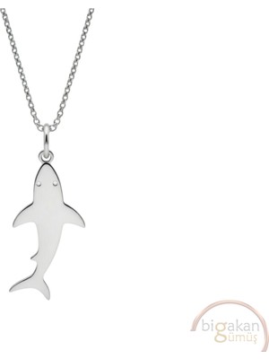 Bigakan Köpek Balığı Taşsız Model 925 Ayar Gümüş Kadın Kolye