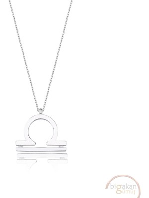 Bigakan Terazi Burç Astroloji Adalet Taşsız Model 925 Ayar Gümüş Kadın Kolye