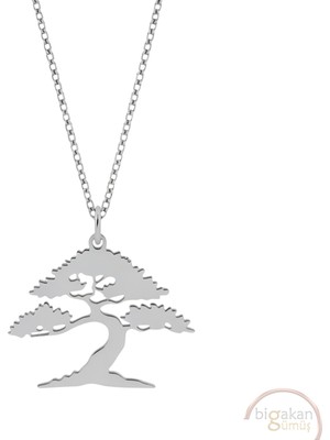 Bigakan Bonsai Ağacı Taşsız Model 925 Ayar Gümüş Kadın Kolye