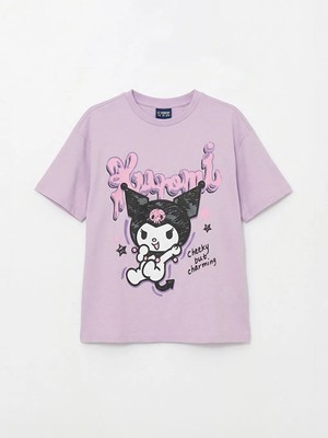 LC Waikiki Lila Kuromi Baskılı Bisiklet Yaka Kız Çocuk Tişört