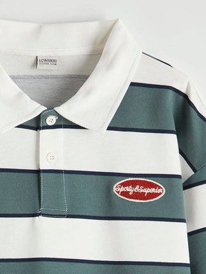 LC Waikiki Yeşil Çizgili Polo Yaka Erkek Çocuk Tişört