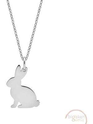 Bigakan Tavşan Taşsız Model 925 Ayar Gümüş Kadın Kolye