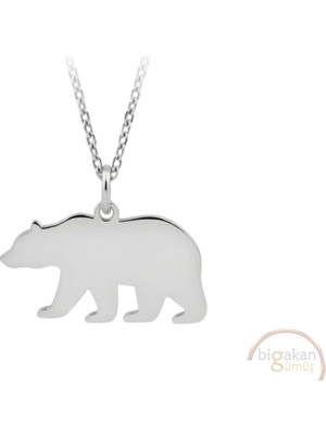 Bigakan Ayı Taşsız Model 925 Ayar Gümüş Kadın Kolye