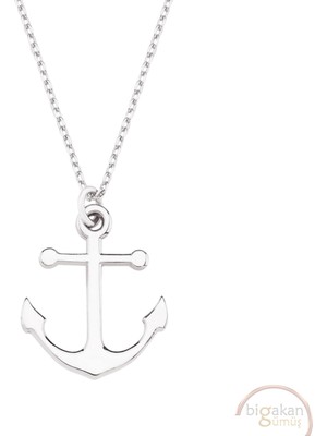 Bigakan Çapa Deniz Taşsız Model 925 Ayar Gümüş Kadın Kolye