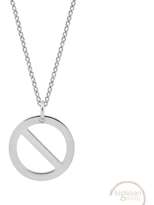 Bigakan Yasak Girilmez Sınır Taşsız Model 925 Ayar Gümüş Kadın Kolye