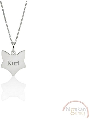 Bigakan Kurt Kafası Kurt Yazılı Taşsız Model 925 Ayar Gümüş Kadın Kolye