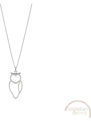 Bigakan Baykuş Origami Taşsız Model 925 Ayar Gümüş Kadın Kolye