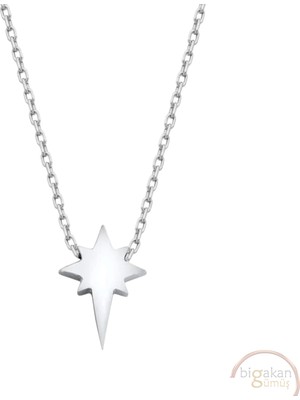 Bigakan Kutup Yıldızı Taşsız Model 925 Ayar Gümüş Kadın Kolye