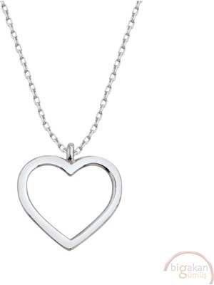 Bigakan Kalpli Kolye Taşsız Model 925 Ayar Gümüş Kadın Kolye
