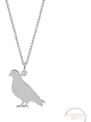 Bigakan Minimalist Güvercin Figürlü Taşsız Model 925 Ayar Gümüş Kadın Kolye