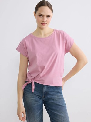 LC Waikiki Lila Bisiklet Yaka Bağlama Detaylı Kadın Spor Tişört