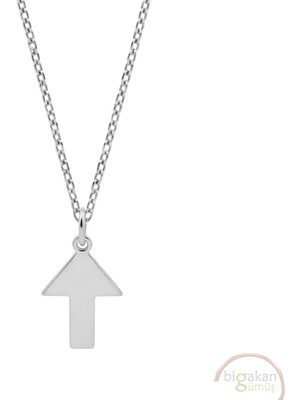 Bigakan Yukarı Ok Yönü Taşsız Model 925 Ayar Gümüş Kadın Kolye