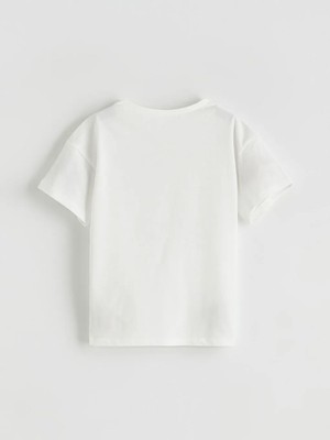 LC Waikiki Ekru Baskılı Kız Çocuk Penye Tayt ve Tişört