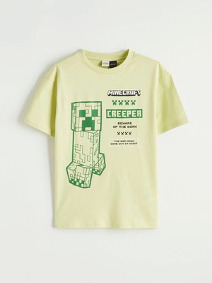 LC Waikiki Yeşil Minecraft Baskılı Erkek Çocuk Tişört