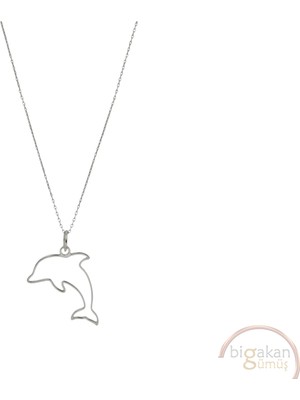 Bigakan Yunus Balığı Ince Zarif Taşsız Model 925 Ayar Gümüş Kadın Kolye