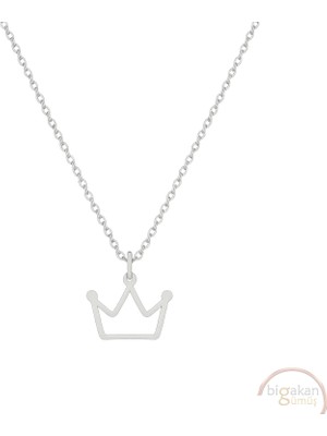 Bigakan Taç Kraliçe Taşsız Model 925 Ayar Gümüş Kadın Kolye