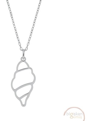 Bigakan Deniz Kabuğu Taşsız Model 925 Ayar Gümüş Kadın Kolye