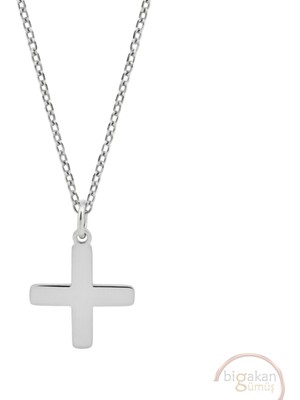 Bigakan Artı Işareti Taşsız Model 925 Ayar Gümüş Kadın Kolye