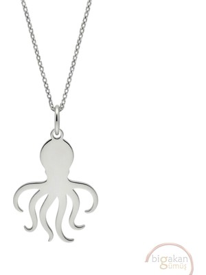 Bigakan Ahtapot Taşsız Model 925 Ayar Gümüş Kadın Kolye