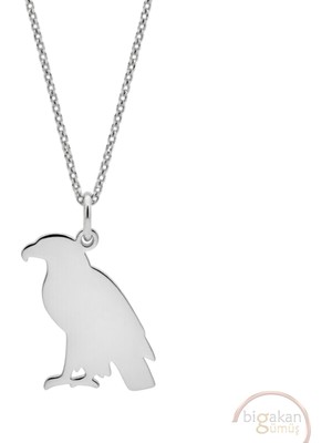 Bigakan Karga Tasarımı Taşsız Model 925 Ayar Gümüş Kadın Kolye