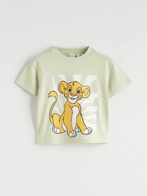 LC Waikiki Yeşil Aslan Kral Baskılı Erkek Bebek Penye Tişört