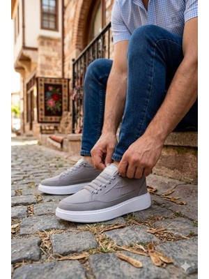 Fort Lukas Noka Rahat Hafif Lastik Bağcıklı Keten Sneaker Erkek Ayakkabı