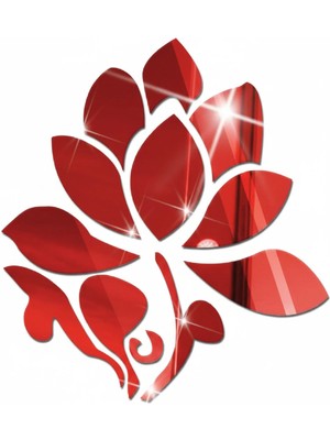 As Tasarım Lazer ÇİÇEK003 Model Duvar Dekorasyon Süs Kırmızı Renk 50 x 50 cm 12 Parça