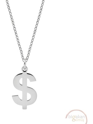 Bigakan Dolar Para Birimi Taşsız Model 925 Ayar Gümüş Kadın Kolye
