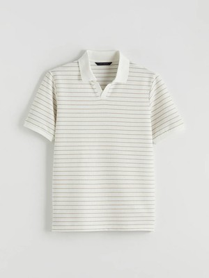 LC Waikiki Bej Polo Yaka Çizgili Tişört