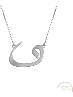 Bigakan Waw Vav Harfi Taşsız Model 925 Ayar Gümüş Kadın Kolye