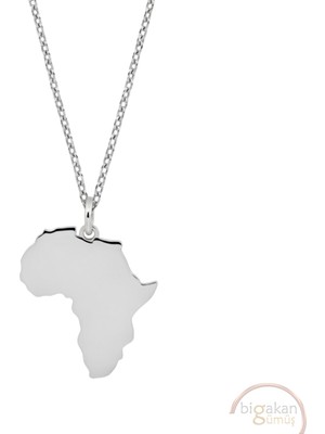 Bigakan Afrika Kıtası Taşsız Model 925 Ayar Gümüş Kadın Kolye