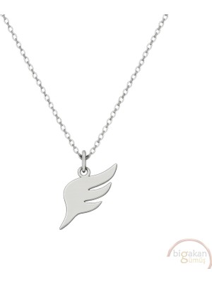 Bigakan Kanat Tek Kanat Özgürlük Taşsız Model 925 Ayar Gümüş Kadın Kolye