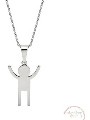 Bigakan Zafer Sevinç Başarı Sembolü Taşsız Model 925 Ayar Gümüş Kadın Kolye