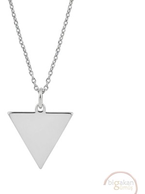 Bigakan Ters Üçgen Taşsız Model 925 Ayar Gümüş Kadın Kolye