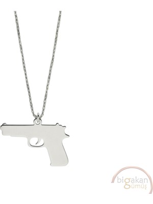 Bigakan Silah Kuru Sıkı Taşsız Model 925 Ayar Gümüş Kadın Kolye