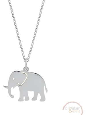 Bigakan Fil Yan Profil Taşsız Model 925 Ayar Gümüş Kadın Kolye