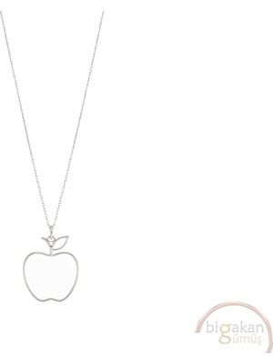 Bigakan Elma Zarif Ince Taşsız Model 925 Ayar Gümüş Kadın Kolye